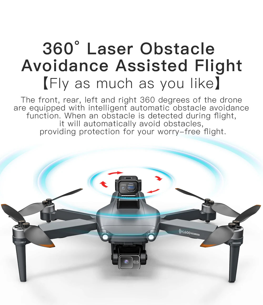 L600 PRO MAX GPS Drone 4K Professional 3-Axis PTZ HD Dual Camera 5G WIFI Obstacle Avoidance Brushless Motor RC Quadcopter Toys