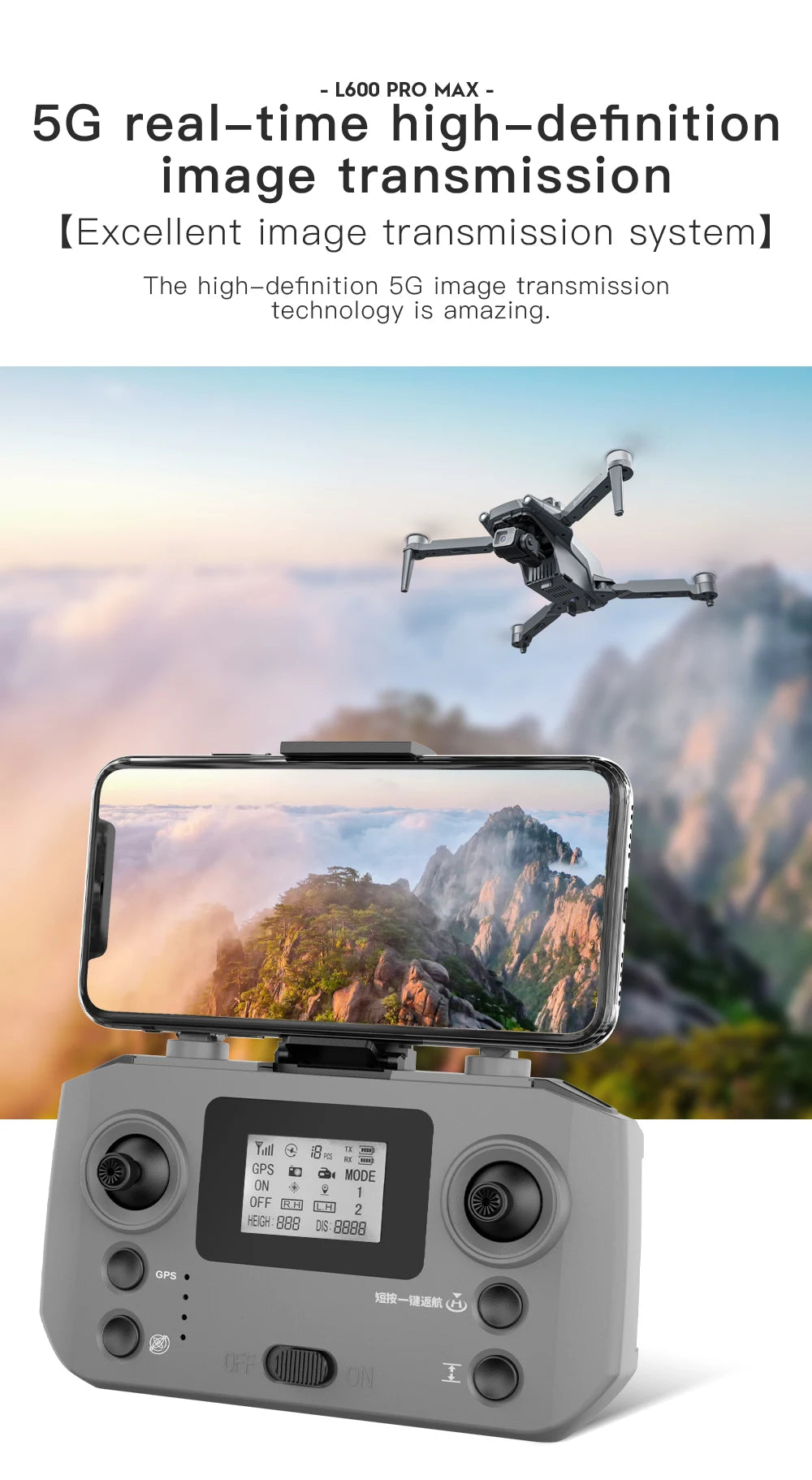 L600 PRO MAX GPS Drone 4K Professional 3-Axis PTZ HD Dual Camera 5G WIFI Obstacle Avoidance Brushless Motor RC Quadcopter Toys