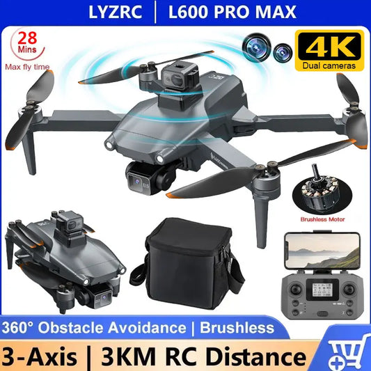 L600 PRO MAX GPS Drone 4K Professional 3-Axis PTZ HD Dual Camera 5G WIFI Obstacle Avoidance Brushless Motor RC Quadcopter Toys