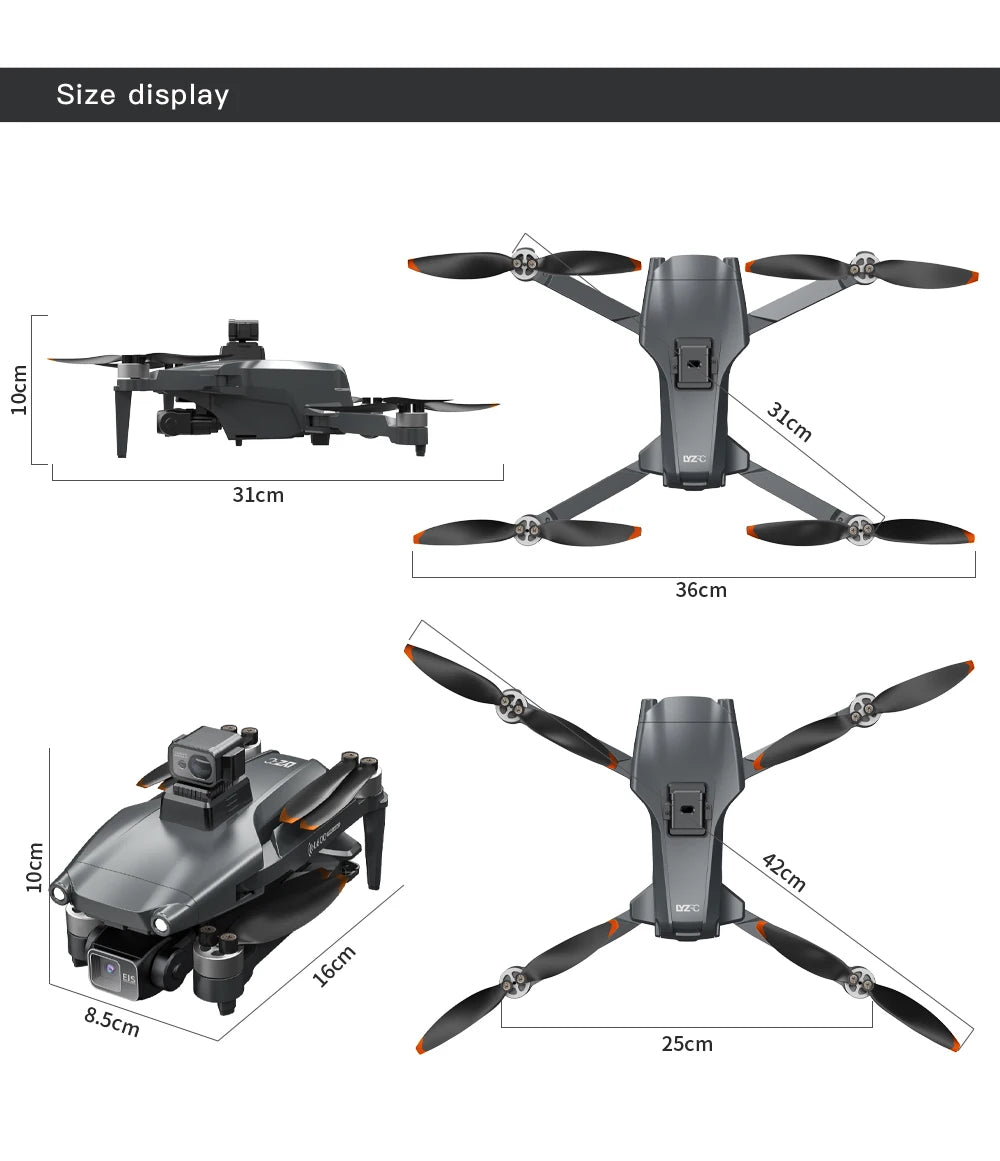 L600 PRO MAX GPS Drone 4K Professional 3-Axis PTZ HD Dual Camera 5G WIFI Obstacle Avoidance Brushless Motor RC Quadcopter Toys