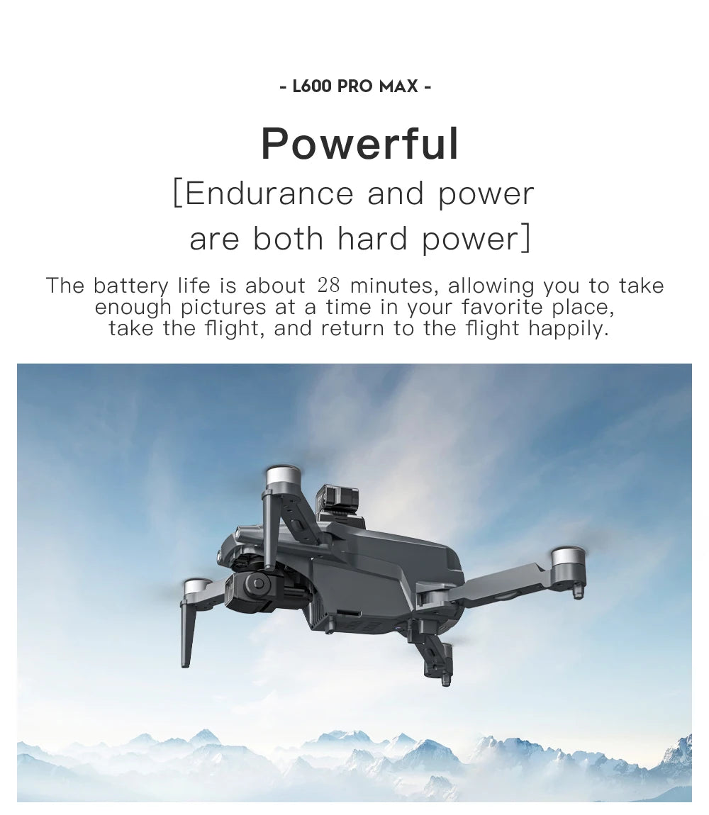 L600 PRO MAX GPS Drone 4K Professional 3-Axis PTZ HD Dual Camera 5G WIFI Obstacle Avoidance Brushless Motor RC Quadcopter Toys
